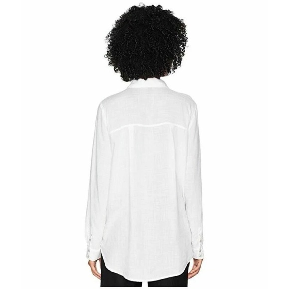 Eileen Fisher • white Classic Collar Shirt button down tunic Tencel hi low - Picture 12 of 14